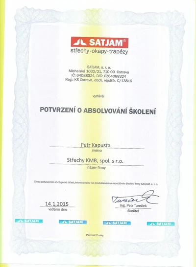 Certifikát Satjam