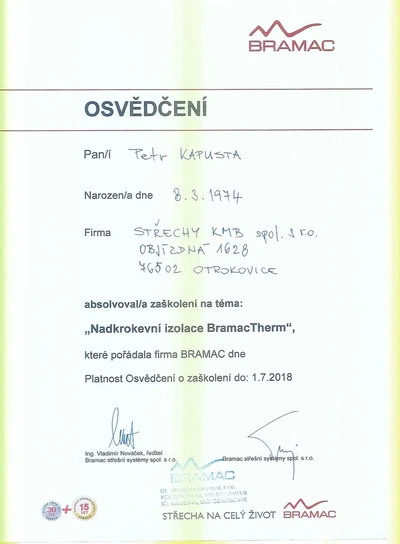 Certifikát Bramac Therm